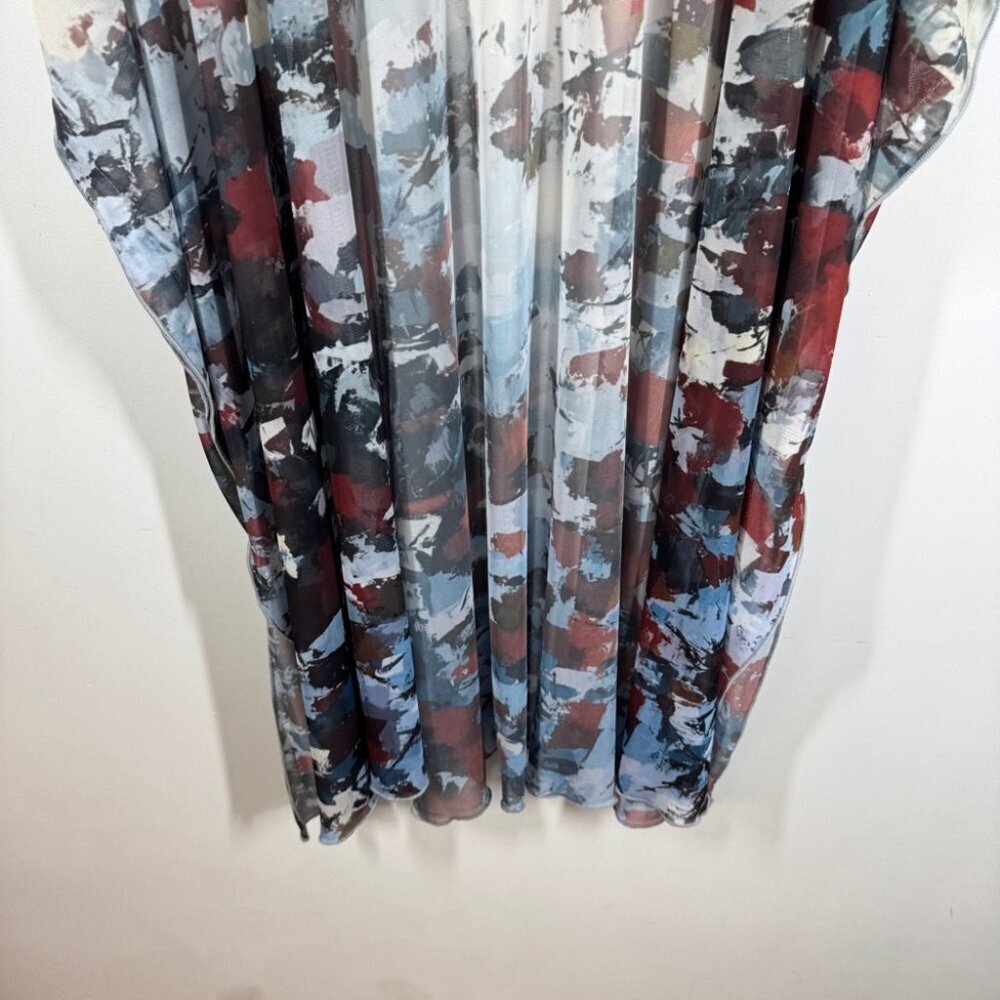 Le Galireste Sheer Lagenlook Kimono Duster Abstract Print Art To Wear One Size - Picture 6 of 12